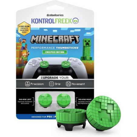 Pack de 2 Minecraft Performance Thumbsticks - STEELSERIES - KontrolFreek - Creeper Edtion - Pour manettes PS5|PS4 - Vert