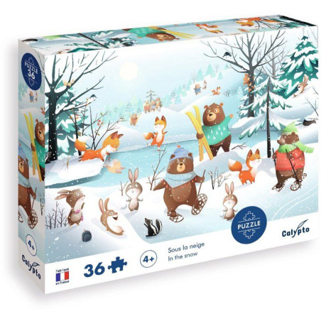 Puzzle - SENTOSPHERE - 36 pieces - Dans la neige - Toucher Soyeux - Impression 7 couleurs - Des 4 ans