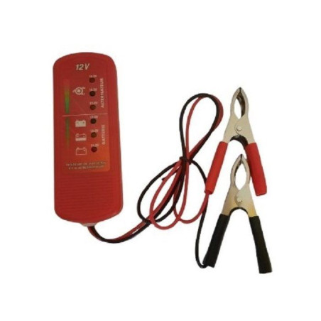 Testeur de batterie et d'alternateur - HTC EQUIPEMENT - 12V - 6 led indicateurs - Pince batterie - Câble de 60 cm