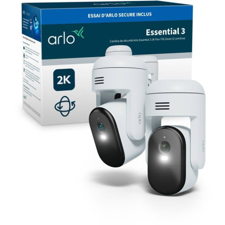 Caméra de surveillance - Arlo - Essential 3 Kit de 2 caméras 2K 360° - Extérieur
