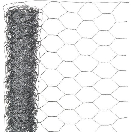Grillage hexagonal galvanisé - NATURE - 0,5 x 3 m - Ep. 25 mm - Gris