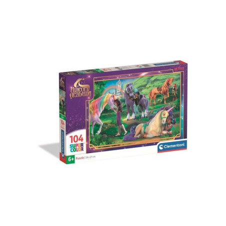 Clementoni - Unicorn Academy - Puzzles 104 Pieces Super - Puzzle enfant - Des 6 ans - 38x27cm