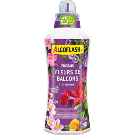 Engrais fleurs - Fleurs de terrasses & balcons - Liquide - 1 L - Formule complete - UAB - ALGOFLASH