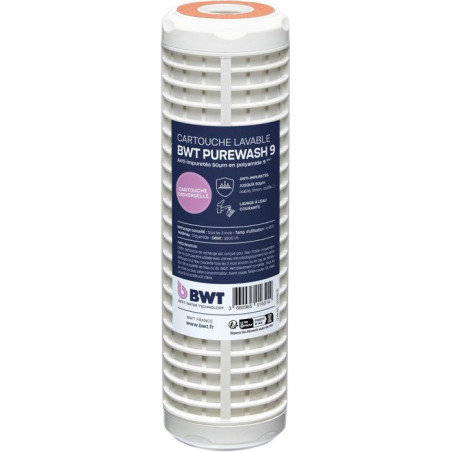 Cartouche lavable - BWT - 50 µm - Préfiltration économique - Retient particules grossieres - Nettoyage simple au robinet