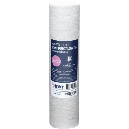 Cartouche filtrante - BWT - Fine 5 µm - Filtration particules tres fines - Améliore netteté eau - Compatible filtres standard