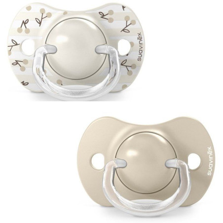 Lot de 2 sucettes symétriques - SUAVINEX - Birdies - SX Pro - 0 a 6 mois - Beige