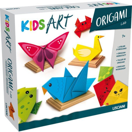 KIDS ART Origami Lab - LISCIANIGIOCHI - Origami - 105 Feuilles & 50 Modeles - Socles Bois - Des 7 ans