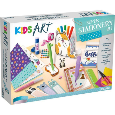 KIDS ART Stationary Lab - LISCIANIGIOCHI - Papeterie Créative - Marqueurs & Autocollants - Accessoires Kawaii - Des 7 ans