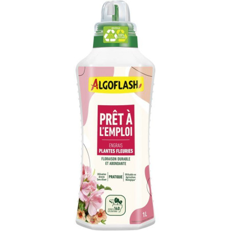 Engrais pret a l'emploi - Plantes fleuries - Floraison durable er abondante - 1 L - UAB - ALGOFLASH