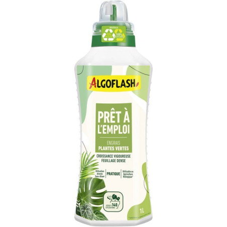 Engrais Plantes vertes liquide - Pret a l'emploi - 1 L - Jusqu'a 140 utilisation - UAB - ALGOFLASH