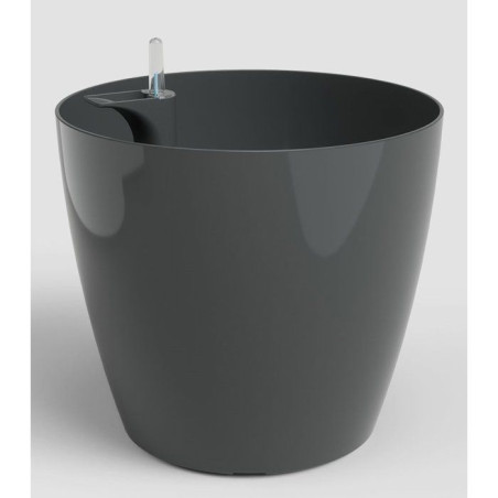 Pot de fleurs San Remo SWS 30 BR - Plastique - Gris anthracite - Ø30 x H27 cm - 14,5 L - Int/Ext - ARTEVASI