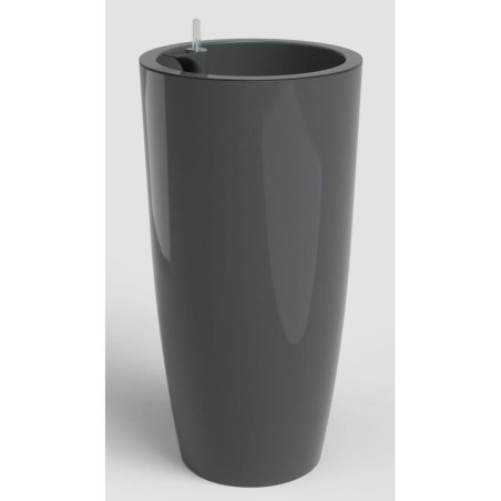 Pot de fleur haut rond avec systeme auto-arrosage SANTONI SWS - Plastique - Anthracite - Ø33 x H65 cm - Int/Ext - ARTEVASI