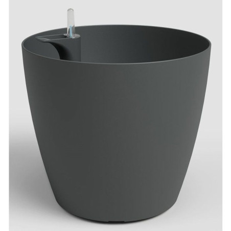 Pot de fleurs San Remo SWS 30 MA - Plastique - Gris anthracite - Ø30,5 x H27 cm - 14,5 L - Int/Ext - ARTEVASI