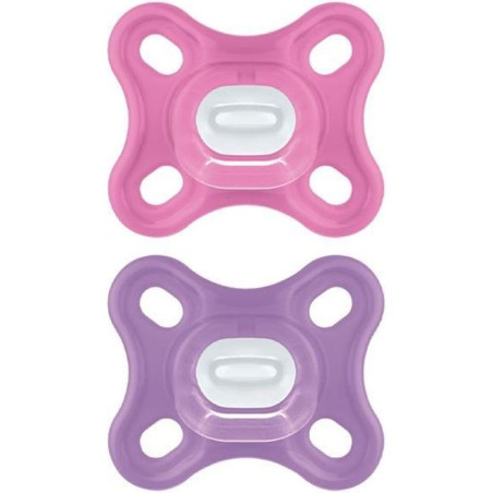 MAM Comfort Sucette Physiologique +0m Rose Lot de 2 + Boîte de Conservation