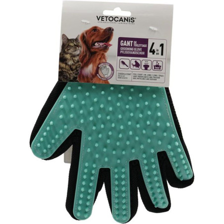 Gant de toilettage - VETOCANIS - 4 en 1 - Silicone - Nettoyage - Massage - Poils