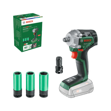 Boulonneuse sans fil BOSCH - UniversalImpactDrive 18V-350 - 18V - 350 Nm - Sans batterie ni chargeur - Avec jeu de douilles x4