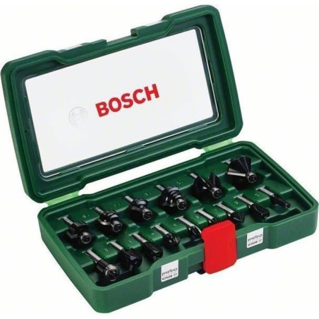 Coffret de 15 fraises au carbure BOSCH - queue 8mm - gris