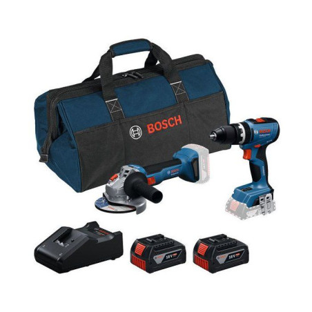 COMBO KIT 2 OUTILS 18V : GSB 18V-65 + GWS 18V-8 + 2 batteries GBA 4,0Ah + chargeur GAL 18V-40