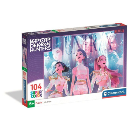 Clementoni - K-Pop Demon Hunters - Puzzles 104 Pieces - Puzzle enfant - Des 6 ans - Rumi, Mira et Zoey - Netflix