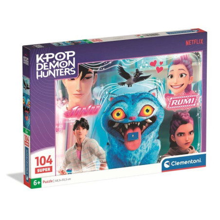 Clementoni - K-Pop Demon Hunters - Puzzles 104 Pieces Super - Puzzle enfant - Des 6 ans - Juni - Rumi - Netflix - 48.5 x 33.3