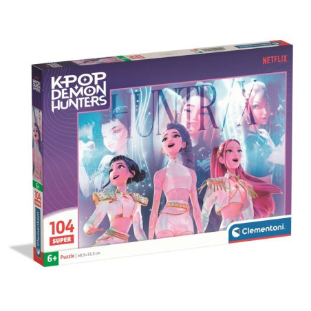 Clementoni - K-Pop Demon Hunters - Puzzles 104 Pieces Super - Puzzle enfant - Des 6 ans - Rumi, Mira et Zoey - 48.5 x 33.3