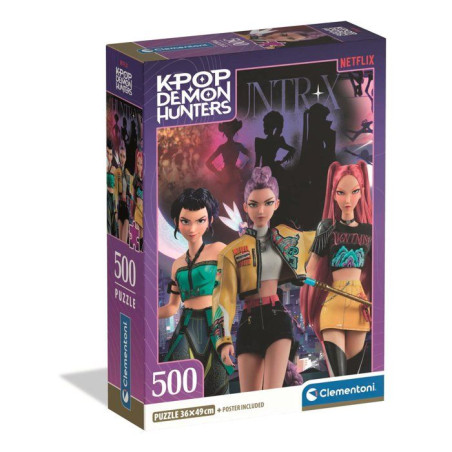 Clementoni - K-Pop Demon Hunters - Puzzle 500 Pieces - Puzzle enfant - Rumi, Mira et Zoey - Des 8 ans - Netflix