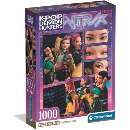 Clementoni - K-Pop Demon Hunters - Puzzle 1000 Pieces - Puzzle Adulte - Des 14 ans - Trio Huntrix -Rumi, Mira et Zoey - Netflix