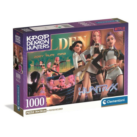Clementoni - K-Pop Demon Hunters - Puzzle 1000 Pieces - Puzzle Adulte - Des 14 ans - Huntrix Golden - Rumi, Mira et Zoey - Netfl