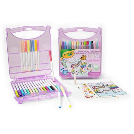 Malette de feutres lavables - CRAYOLA - Coffret Create & Color - 65 pieces - Couleurs Pastel - Des 4 ans