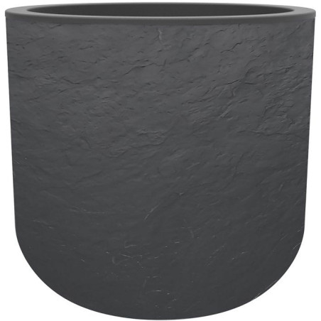 Pot de fleurs Rond 50 cm - EDA - Volcania Up - 67 L - Intérieur/Extérieur - Décor Pierre - Ø 48,5 x H. 46,2 cm - Gris Anthra