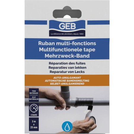 Ruban multi-fonctions - GEB - Anti-fuites auto amalgamant - 3 m x 25 mm
