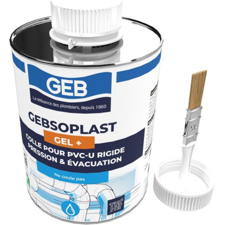 Colle PVC Gebsoplast Gel Plus - GEB - Pour PVC rigide pression et évacuation - 1 L