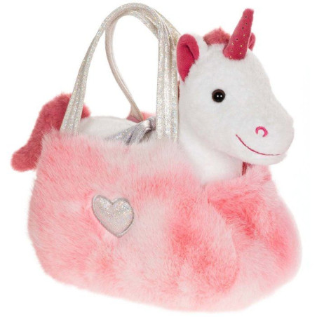 Peluche Licorne girly bag fashionista - GIPSY TOYS - 18 cm - Rose / Blanc