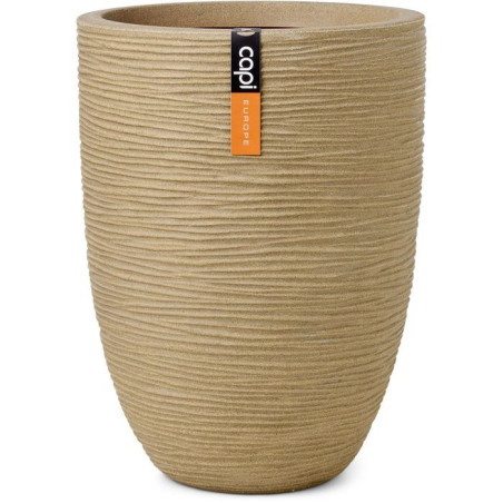 Pot de fleurs élégant bas Rib NL - Plastique - Beige - 34 x 46 cm - CAPI EUROPE