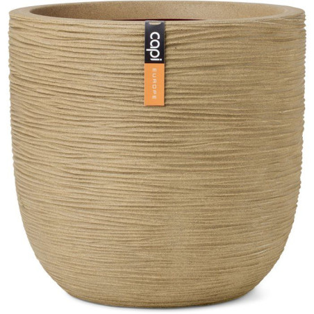 Pot de fleurs boule Rib NL - Plastique - Beige - 35 x 34 cm - CAPI EUROPE