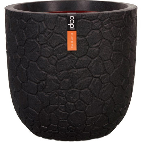 Pot de fleurs boule Clay NL - Plastique - Noir - 43 x 41 cm - CAPI EUROPE