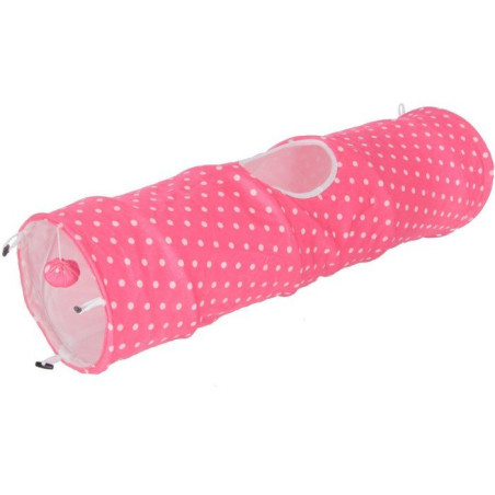 Tunnel pour chat - KERBL - Puntino - Rose/blanc - L. 100 cm × Ø 25 cm