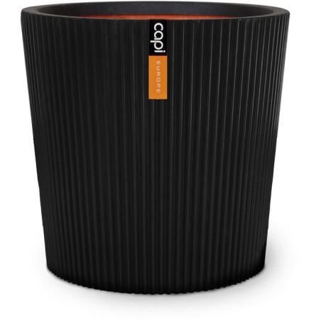 Pot de fleurs conique Groove NL - Plastique - Noir - 36 x 34 - CAPI EUROPE
