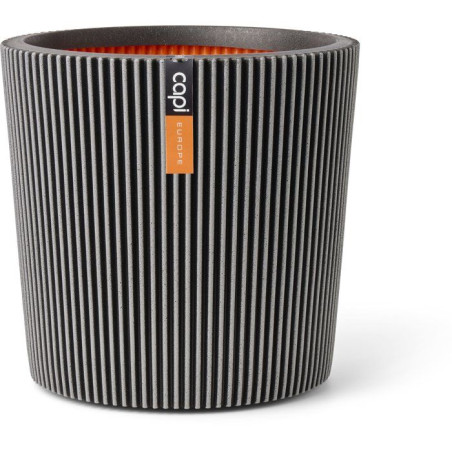 Pot de fleurs conique Groove NL - Plastique - Antracite - 36 x 34 - CAPI EUROPE