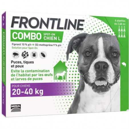 Frontline Combo chien - Anti-puces anti-tiques pour chien L - 20-40kg - 6 pipettes
