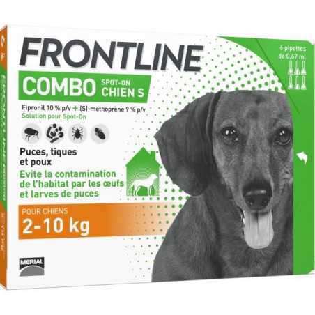Frontline Combo chien - Anti-puces anti-tiques pour chien S - 2-10kg - 6 pipettes