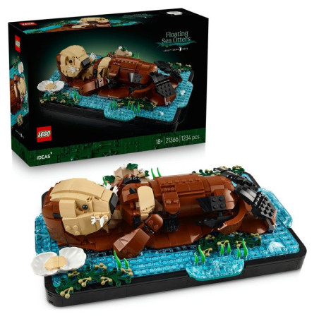 LEGO Ideas 21366 Les Loutres Câlines - Set de Construction Adulte - Maquette d'Animaux