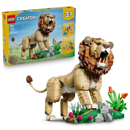 LEGO Creator 3-en-1 31386 Animaux Sauvages : Le Lion Majestueux - Jeu 9 ans - Décoration