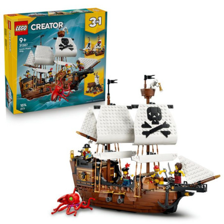 LEGO Creator 3-en-1 31387 Bateau Pirate Mythique - Jeu de Construction 9 ans - Maquette