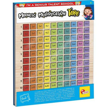 TALENT SCHOOL Table de Multiplication Magnétique Bois - LISCIANIGIOCHI - Pédagogie & Apprentissage Autonome - Des 6 ans