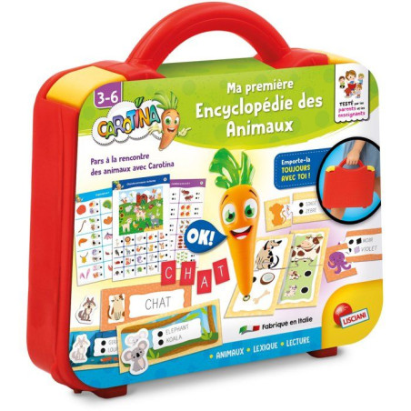CAROTINA Valisette Encyclopédie des Animaux - Stylo Parlant - LISCIANIGIOCHI - Quiz & Bureau Portable - Des 3 ans