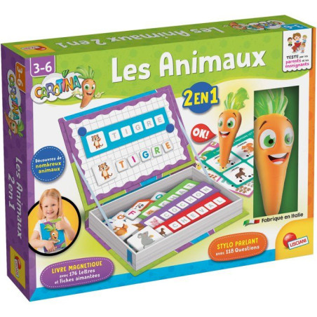 CAROTINA Stylo Parlant + Jouets Magnétiques 2-en-1 - LISCIANIGIOCHI - Les Animaux - Apprentissage & Logique - Des 3 ans