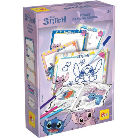 Pocket Studio de Dessin - Stitch - LISCIANIGIOCHI - Kit Dessin - Ardoises effaçables - Feutres inclus - Des 3 ans