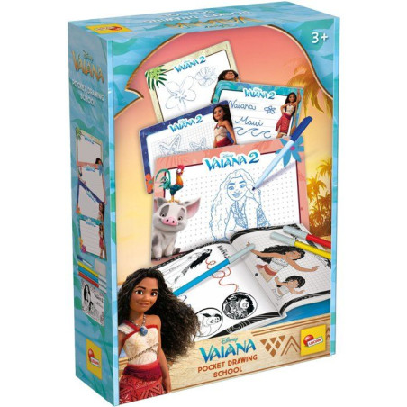 Pocket Studio de Dessin - Vaiana 2 - LISCIANIGIOCHI - Kit Dessin - Ardoises effaçables - Guide explicatif - Des 3 ans