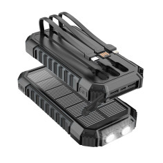 Batterie Externe Solaire 20000mAh - Chargeur Rapide 15W Chargeur Portable avec 3 Câbles Intégrés, Chargeur Solaire avec 5 Sortie